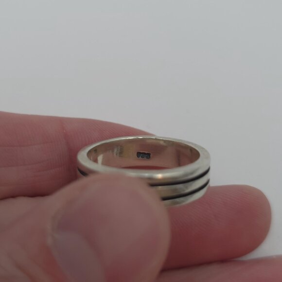 Size 9.5 Sterling Silver Double Line Solid Unisex Ring A1652 - Picture 4 of 7